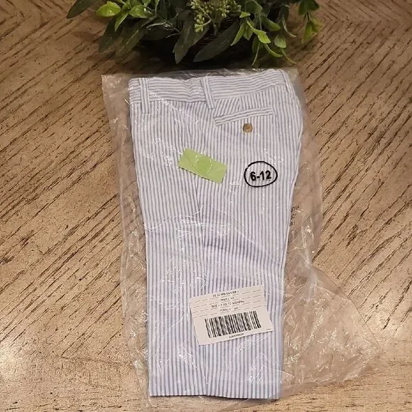 Janie and Jack Blue and White Striped Baby Pants 6-12 Months NWT - Picture 2 of 6